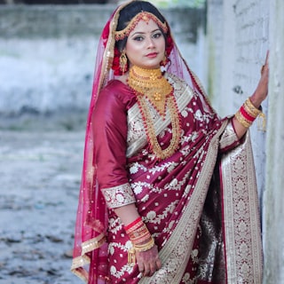 Jamdani Saree — Maroon