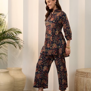 Katan Silk Three Piece — Navy